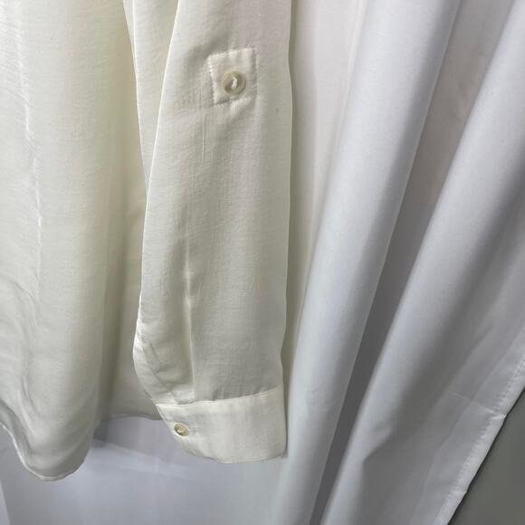 Chico's shirt blouse tunic top women's 12 semi sheer button down  up cream - Picture 12 of 16